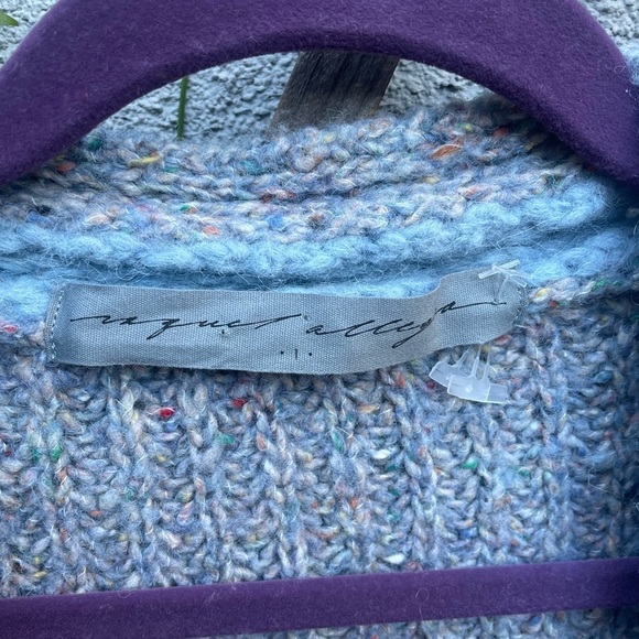 Raquel Allegra Oversized Alpaca Long Line Cardigan Sweater Blue Gray - Picture 4 of 9